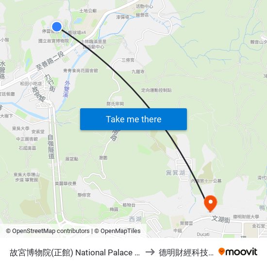 故宮博物院(正館) National Palace Museum to 德明財經科技大學 map