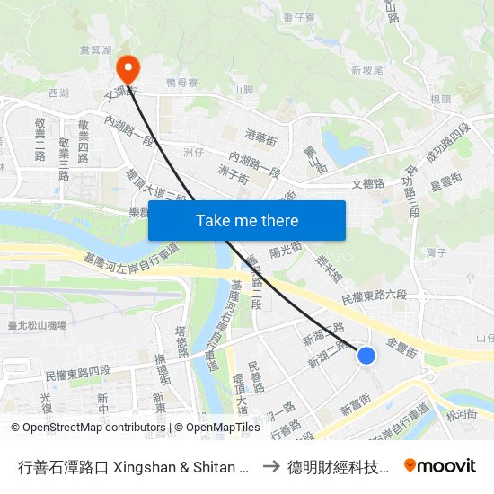 行善石潭路口 Xingshan & Shitan Roads to 德明財經科技大學 map