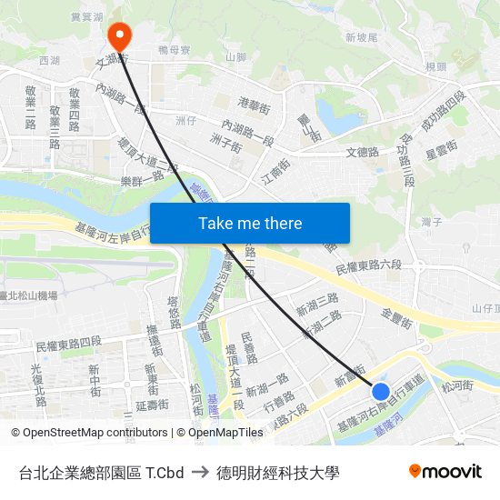 台北企業總部園區 T.Cbd to 德明財經科技大學 map