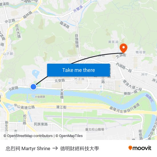 忠烈祠 Martyr Shrine to 德明財經科技大學 map