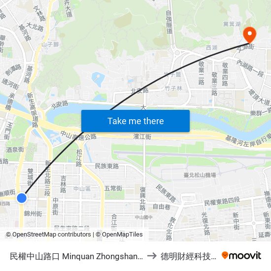 民權中山路口 Minquan Zhongshan Station to 德明財經科技大學 map