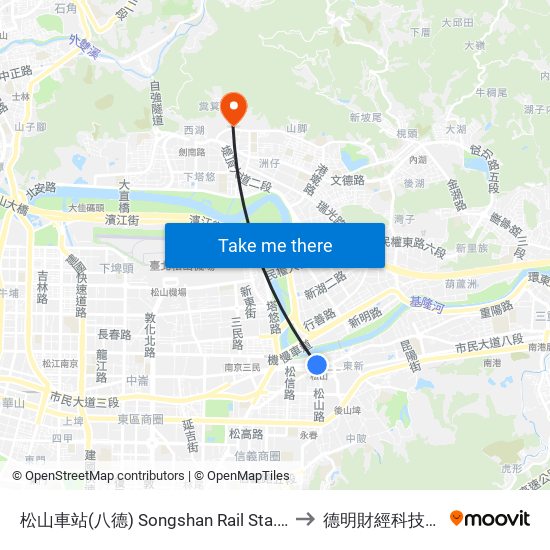 松山車站(八德) Songshan Rail Sta.(Bade) to 德明財經科技大學 map