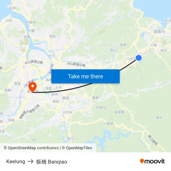 Keelung to 板橋 Banqiao map