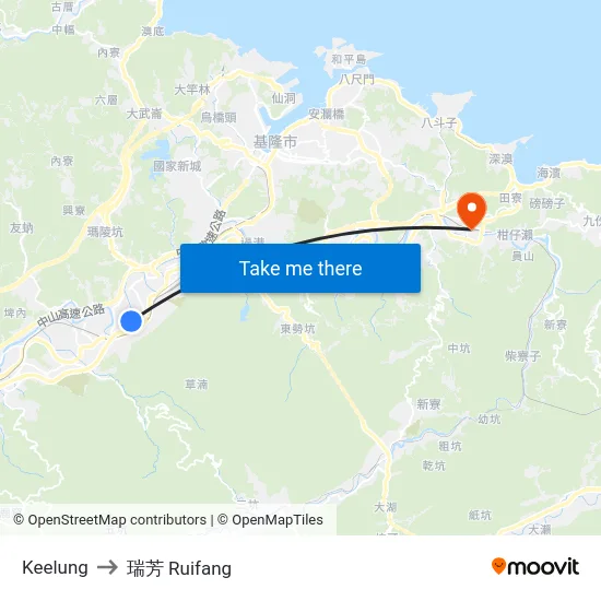 Keelung to 瑞芳 Ruifang map