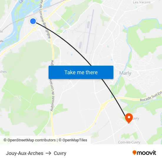 Jouy-Aux-Arches to Cuvry map