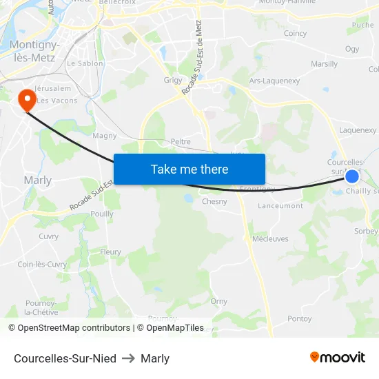 Courcelles-Sur-Nied to Marly map