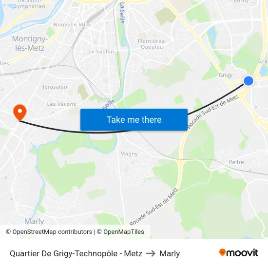 Quartier De Grigy-Technopôle - Metz to Marly map