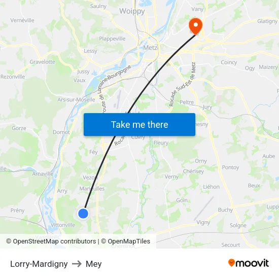 Lorry-Mardigny to Mey map