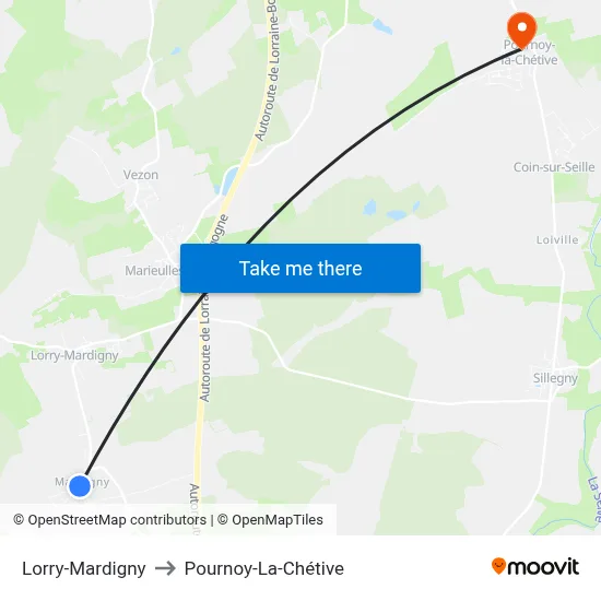 Lorry-Mardigny to Pournoy-La-Chétive map