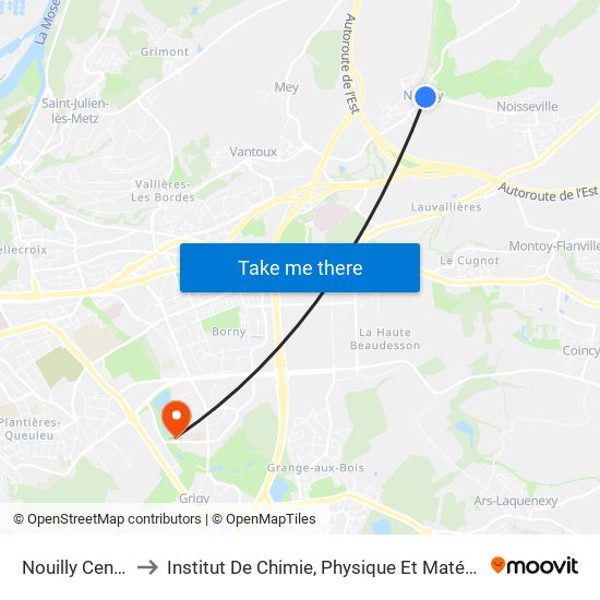 Nouilly Centre to Institut De Chimie, Physique Et Matériaux map