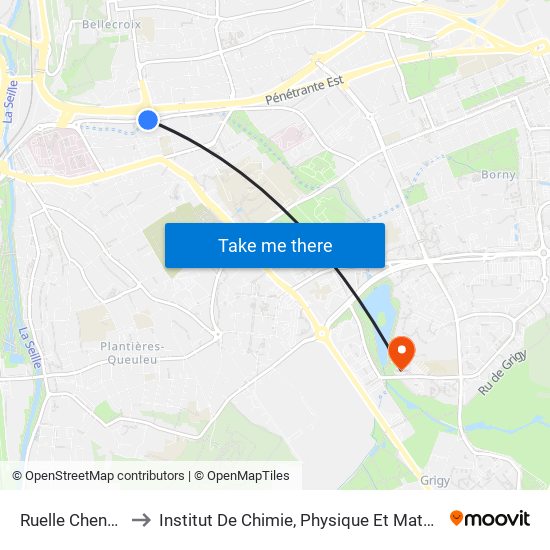 Ruelle Cheneau to Institut De Chimie, Physique Et Matériaux map
