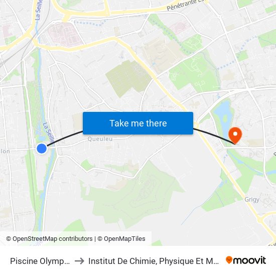 Piscine Olympique to Institut De Chimie, Physique Et Matériaux map