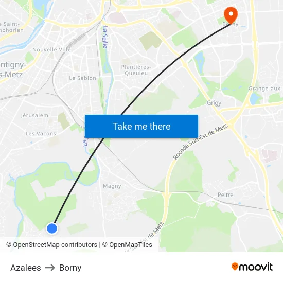 Azalees to Borny map