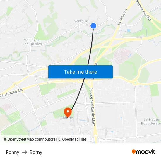 Fonny to Borny map