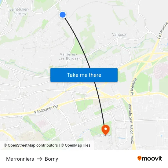 Marronniers to Borny map