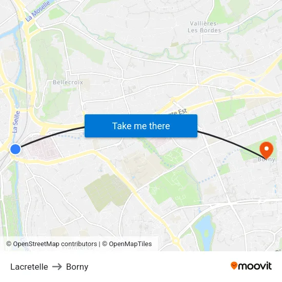 Lacretelle to Borny map