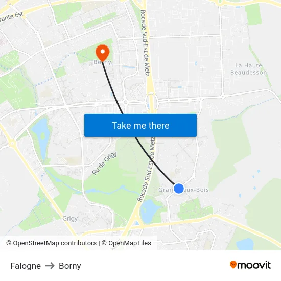 Falogne to Borny map