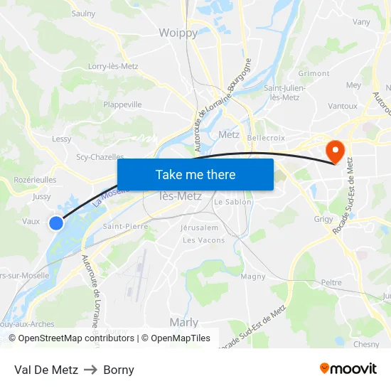 Val De Metz to Borny map
