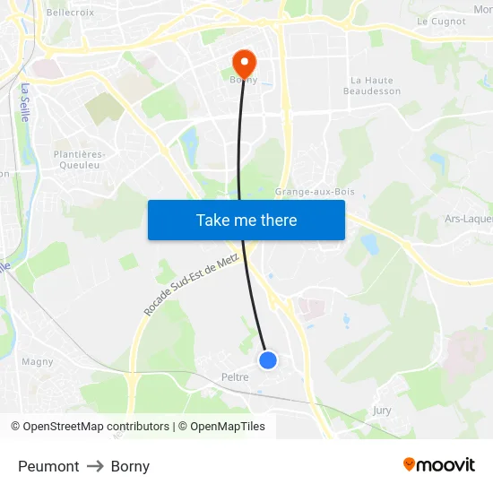 Peumont to Borny map