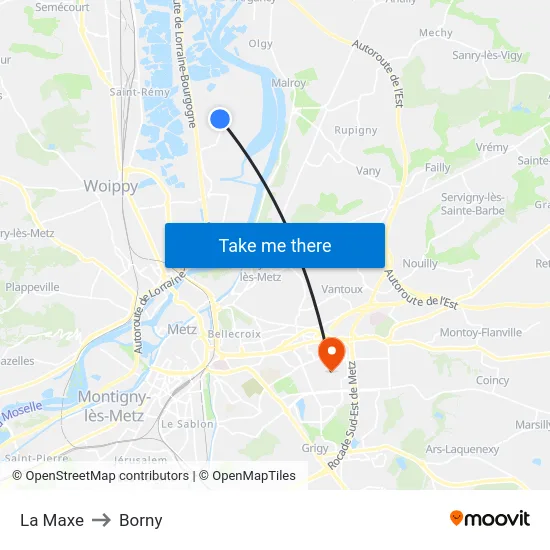 La Maxe to Borny map
