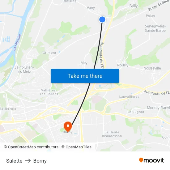 Salette to Borny map