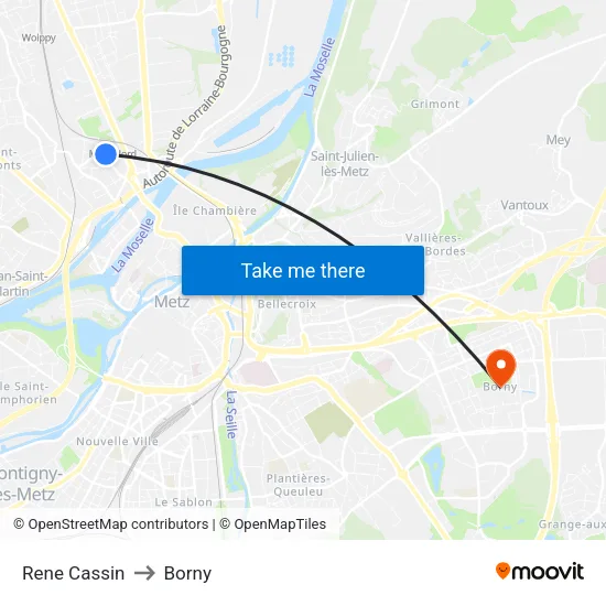 Rene Cassin to Borny map