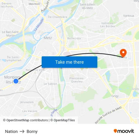 Nation to Borny map