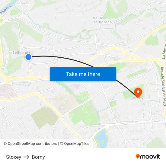 Stoxey to Borny map