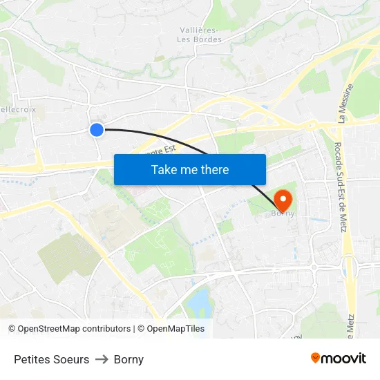 Petites Soeurs to Borny map