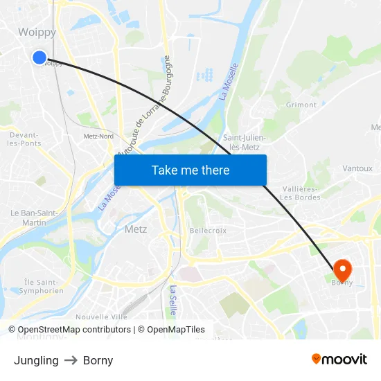 Jungling to Borny map