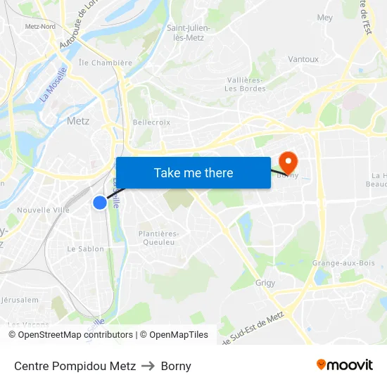 Centre Pompidou Metz to Borny map