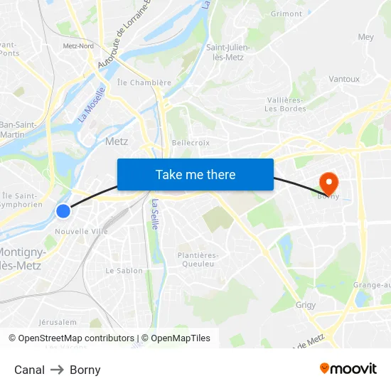 Canal to Borny map