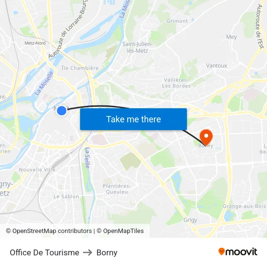 Office De Tourisme to Borny map