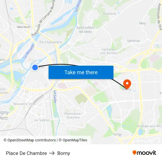 Place De Chambre to Borny map