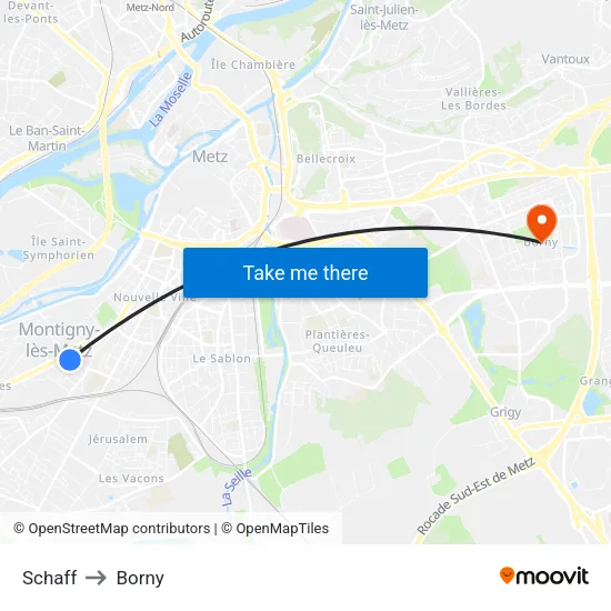 Schaff to Borny map