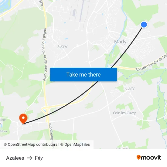 Azalees to Féy map
