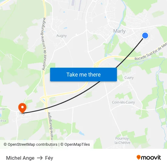 Michel Ange to Féy map