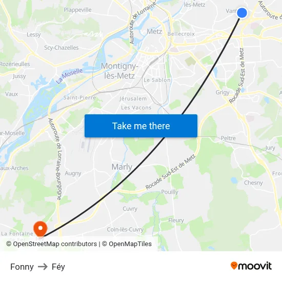 Fonny to Féy map