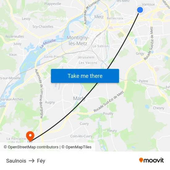 Saulnois to Féy map