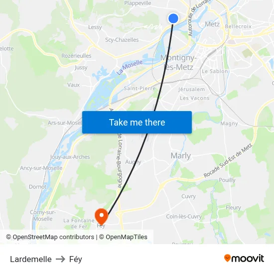 Lardemelle to Féy map