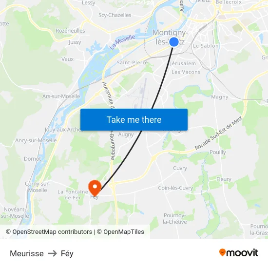 Meurisse to Féy map