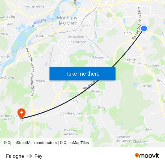 Falogne to Féy map