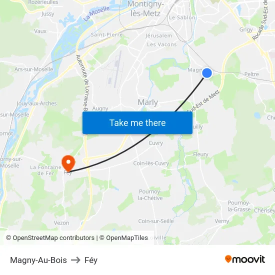 Magny-Au-Bois to Féy map