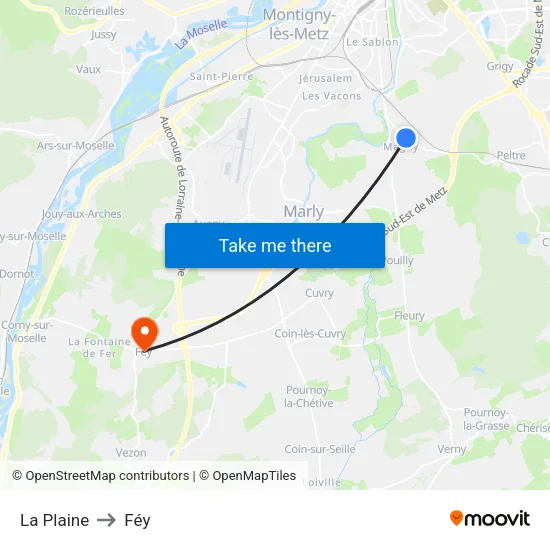 La Plaine to Féy map