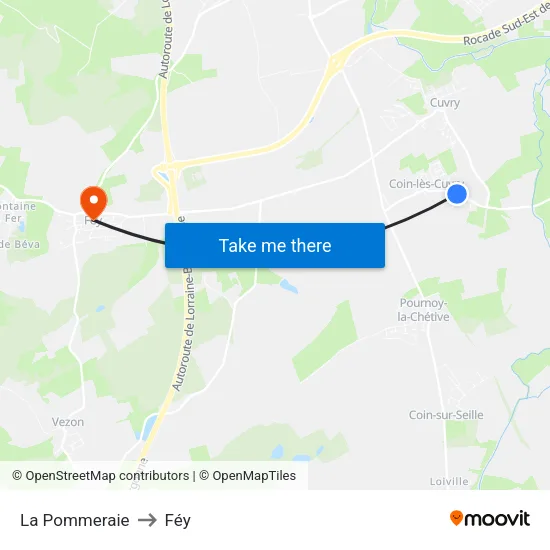 La Pommeraie to Féy map