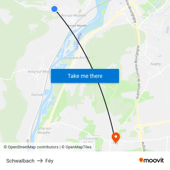 Schwalbach to Féy map