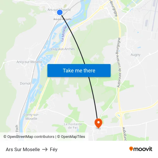 Ars Sur Moselle to Féy map