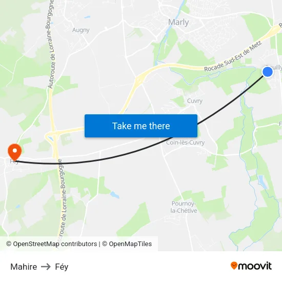 Mahire to Féy map