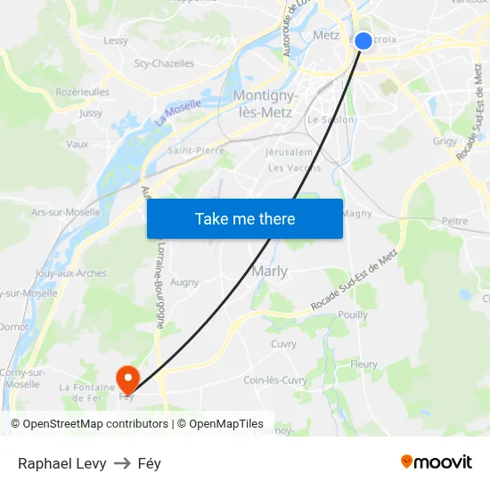 Raphael Levy to Féy map