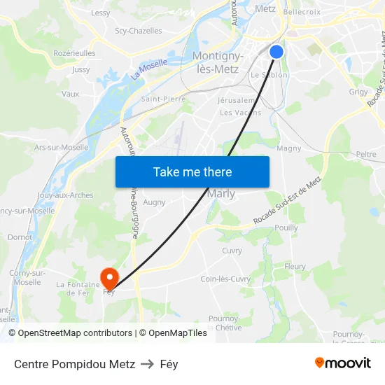 Centre Pompidou Metz to Féy map